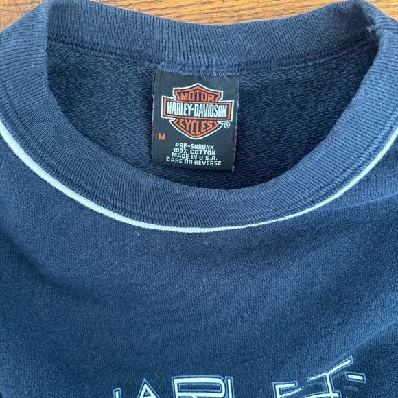 Harley-Davidson Women’s M Navy Blue Crewneck Sweatshirt Short 100% Cotton - Picture 4 of 4